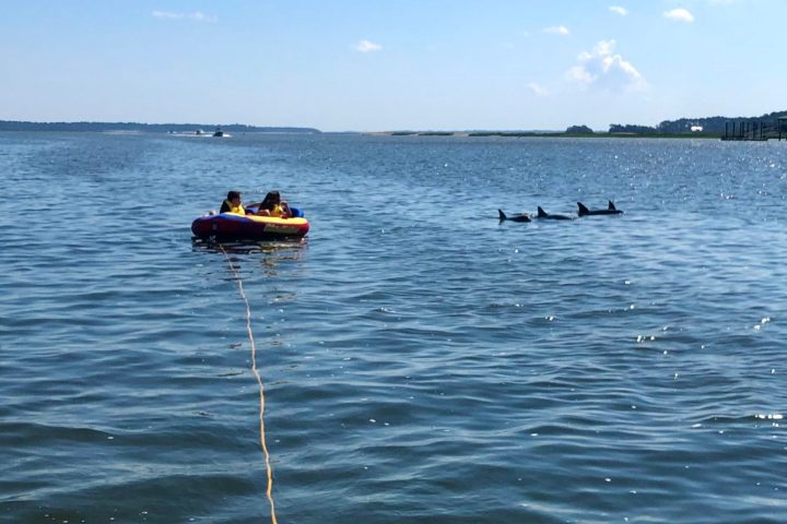 a small boat in a large body of water