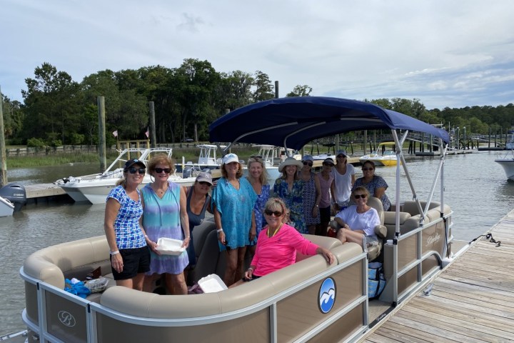 a group of people on a boat