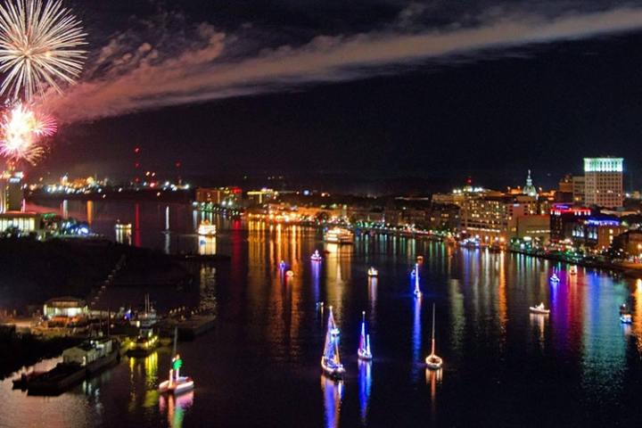 a view of a city at night